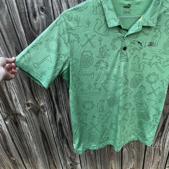 Puma X First Mile Golf Polo Mens Medium Green Desert Southwestern Performance - Picture 7 of 14